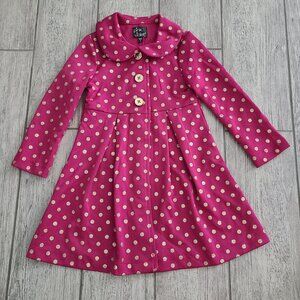 Pink & Violet Girls Gold Polka Dot Dress Coat Size 4